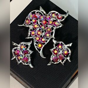 Sarah Coventry Dazzling Aurora Brooch & Earrings Aurora Borealis